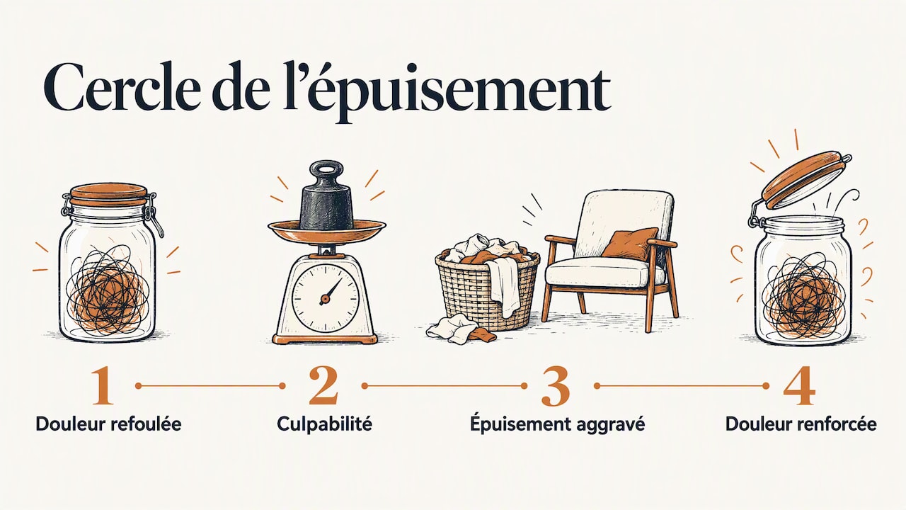 Cycle de la douleur, culpabilité et épuisement